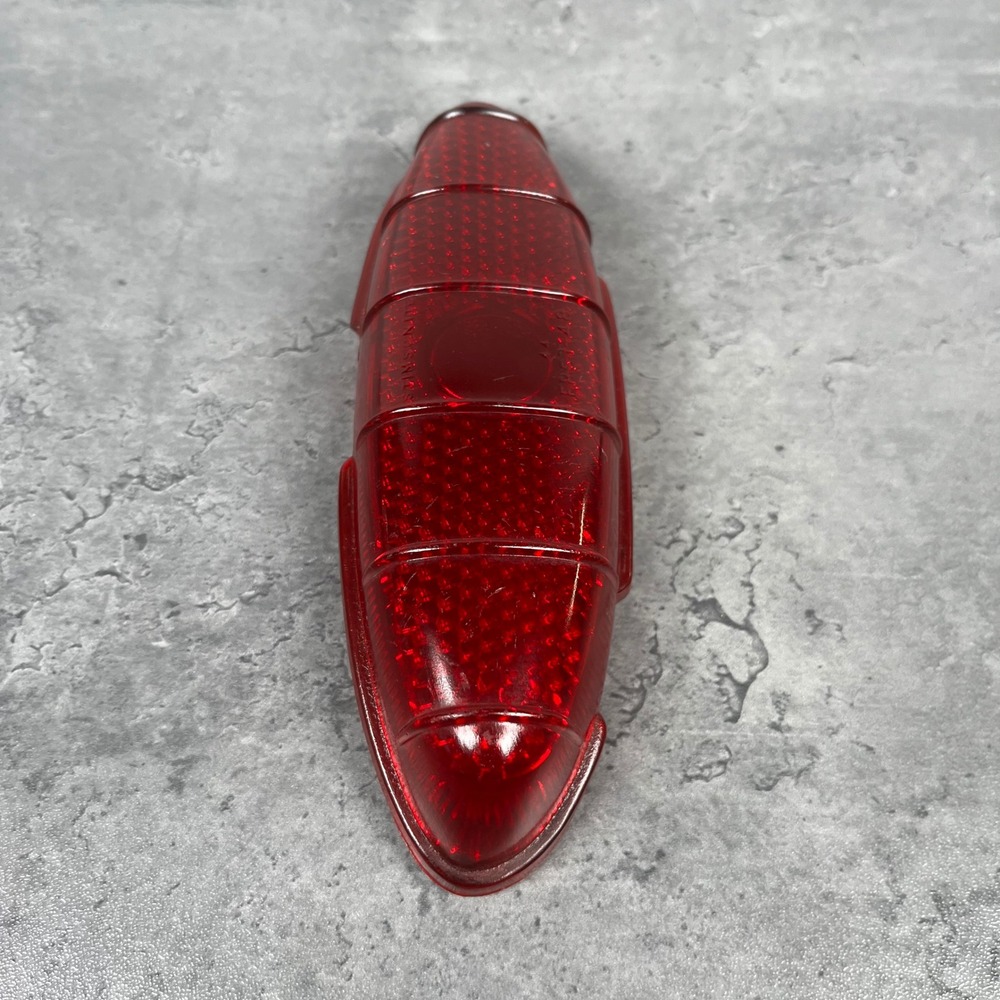 Vintage Stimsonite Thick Red Tail Light Glass Lens FBST-42 Ribbed Bullet‎